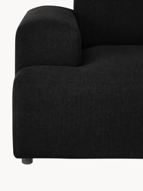 Canapé d'angle 4 places Melva, Tissu noir, larg. 319 x prof. 196 cm, méridienne à gauche