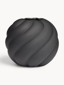 Jarrón de cerámica pintado a mano Twist Ball, 20 cm, Cerámica, Negro, Ø 22 x Al 20 cm