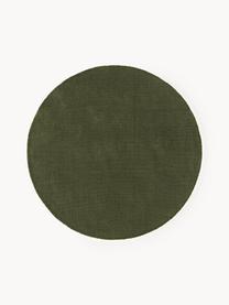 Tapis rond en coton tissé main Lora, Vert olive, Ø 120 cm (taille S)