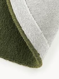 Tapis rond en coton tissé main Lora, Vert olive, Ø 120 cm (taille S)