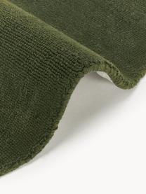 Tapis rond en coton tissé main Lora, Vert olive, Ø 120 cm (taille S)