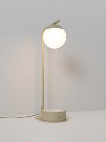 Tischlampe Gael mit kabelloser Ladefunktion, Lampenschirm: Opalglas, Hellbeige, Weiß, B 11 x H 38 cm