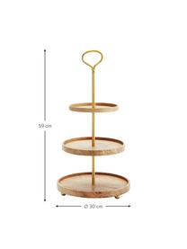 Etagere Alina aus Mangoholz mit goldenem Gestell, Gestell: Metall, beschichtet, Goldfarben, Mangoholz, Ø 30 cm