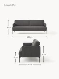 Schlafsofa Fluente (3-Sitzer), Bezug: 80 % Polyester, 20 % Rami, Gestell: Massives Kiefernholz, Webstoff Anthrazit, B 220 x T 88 cm