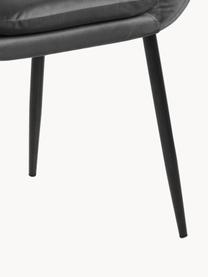 Chaise rembourrée en velours Emilia, Velours gris foncé, pieds noirs, larg. 57 x prof. 59 cm