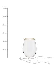 Vasos altos Chloe, 4 uds., Vidrio, Transparente, dorado, Ø 9 x Al 12 cm, 600 ml