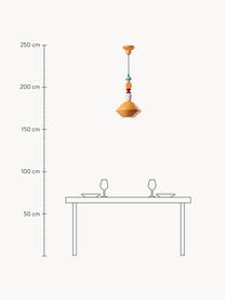 Lámpara de techo artesanal de diseño Lariat, Pantalla: vidrio, Anclaje: aluminio con pintura en p, Cable: cubierto en tela, Naranja, multicolor, Ø 31 x Al 56 cm