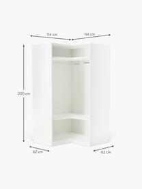 Modularer Eck-Kleiderschrank Charlotte, 115 cm Breite, Korpus: Spanplatte, melaminbeschi, Weiss, Eckmodul, B 115 x H 200 cm