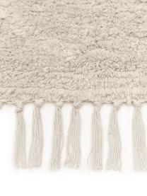 Tappeto in cotone taftato a mano con frange Lines, Beige, bianco crema, Larg. 80 x Lung. 150 cm (taglia XS)