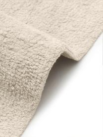 Handgetuft katoenen vloerkleed Lines met franjes, Beige, crèmewit, B 80 x L 150 cm (maat XS)