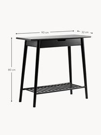 Bamboehouten sidetable Noble mey lade, Bamboehout, gelakt en gecarboniseerd, Zwart, B 90 x D 32 cm