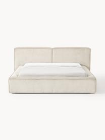 Gestoffeerd bed Lennon van corduroy met opbergfunctie, Bekleding: corduroy (98% polyester, , Frame: massief grenenhout, multi, Poten: hout, kunststof Dit produ, Corduroy lichtbeige, B 208 x L 243 cm (ligvlak 140 x 200 cm)