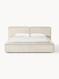 Letto imbottito in velluto a coste con contenitore Lennon, Rivestimento: velluto a coste (98% poli, Struttura: legno di pino massiccio, , Piedini: legno, plastica Questo pr, Velluto a coste beige chiaro, Larg. 208 x Lung. 243 cm (superfice 140 x 200 cm)