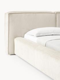 Letto imbottito in velluto a coste con contenitore Lennon, Rivestimento: velluto a coste (98% poli, Struttura: legno di pino massiccio, , Piedini: legno, plastica Questo pr, Velluto a coste beige chiaro, Larg. 208 x Lung. 243 cm (superfice 140 x 200 cm)