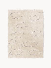 Handgewebter Kinderteppich Clouds mit Hoch-Tief-Effekt, waschbar, Flor: 97 % Baumwolle, 3 % Kunst, Hellbeige, B 90 x L 130 cm (Größe XS)