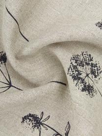 Nappe en tissu Leaf, 100 % coton, Beige, noir, Pour 4 à 6 pers. (larg. 145 x long. 200 cm)