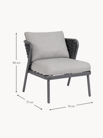 Fauteuil de jardin Harlow, Tissu gris clair, anthracite, larg. 74 x prof. 77 cm