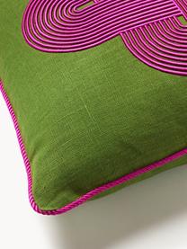 Poduszka dekoracyjna z lnu Pompidou, Zielony, różowy, S 45 x D 45 cm