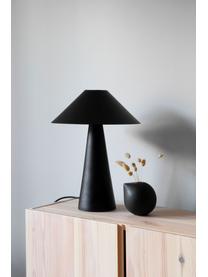 Design tafellamp Cannes in zwart, Lampenkap: gecoat metaal, Lampvoet: gecoat metaal, Zwart, Ø 30 x H 47 cm