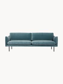 Sofá de terciopelo Moby (3 plazas), Tapizado: terciopelo (poliéster de , Estructura: madera de pino maciza., Patas: metal con pintura en polv, Terciopelo azul petróleo, An 220 x F 95 cm