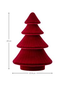 Pieza decorativa pino de terciopelo Tree, Tablero de fibras de densidad media, terciopelo de poliéster, Rojo, Ø 14 x Al 20 cm