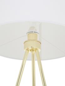 Lampa podłogowa trójnóg z kloszem z tkaniny Cella, Biały, odcienie złotego, W 147 cm