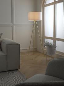 Lampadaire trépied scandi Cella, Blanc, doré, haut. 147 cm