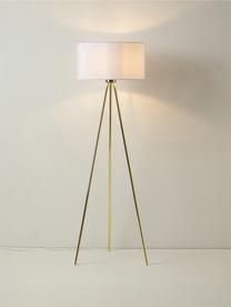 Lampadaire trépied scandi Cella, Blanc, doré, haut. 147 cm