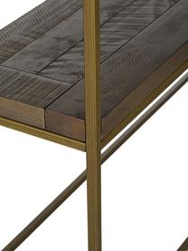 Konzolový stolek v industriálním stylu Dalton, Police: šedavě hnědá s viditelnou dřevěnou strukturou Rám: zlatá