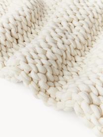 Coperta a maglia grossa fatta a mano Adyna, 100% poliacrilico, Bianco latte, Larg. 130 x Lung. 170 cm