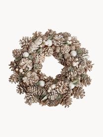 Vánoční věnec Pearly, Přírodní vlákno, umělá hmota, Zelená, béžová stříbrná, Ø 34 cm, H 9 cm