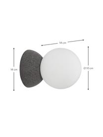 Wand- en plafondlamp Zero van beton, Lampenkap: opaalglas, Grijs, wit, Ø 10 x D 14 cm