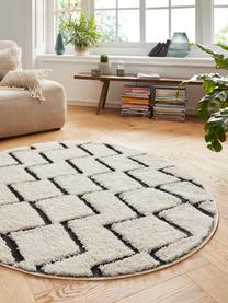 Tapis rond outdoor à effet relief Dades, Crème, noir