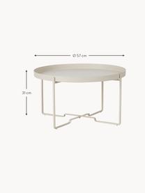 Tavolino con vassoio rotondo George, Metallo rivestito, Bianco crema, Ø 60 cm