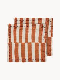 Tovaglioli di stoffa Striped 2 pz, 100% cotone, Bianco, terracotta, Larg. 30 x Lung. 30 cm