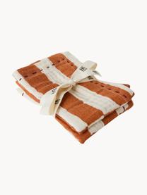 Stoffen servetten Striped, 2 stuks, 100% katoen, Wit, terracotta, B 30 x L 30 cm