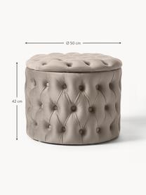 Pouf coffre en velours Chiara, Velours grège, Ø 50 x haut. 42 cm