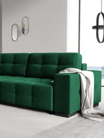 Divano letto 3 posti in velluto verde bottiglia Uvite, Rivestimento: 100% velluto di poliester, Struttura: legno di pino massiccio, , Piedini: legno, Verde bottiglia, Larg. 250 x Prof. 106 cm