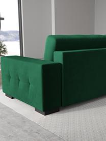 Divano letto 3 posti in velluto verde bottiglia Uvite, Rivestimento: 100% velluto di poliester, Struttura: legno di pino massiccio, , Piedini: legno, Verde bottiglia, Larg. 250 x Prof. 106 cm