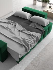 Divano letto 3 posti in velluto verde bottiglia Uvite, Rivestimento: 100% velluto di poliester, Struttura: legno di pino massiccio, , Piedini: legno, Verde bottiglia, Larg. 250 x Prof. 106 cm