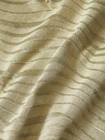 Baumwollsatin-Kissenhülle Nico mit besticktem Wellen-Muster, 100% Baumwollsatin, Olivgrün, B 45 x L 45 cm