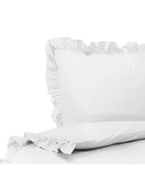 Funda nórdica de algodón con volantes Florence, Blanco, Cama 90 cm (150 x 220 cm)