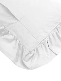 Funda nórdica de algodón con volantes Florence, Blanco, Cama 90 cm (150 x 220 cm)