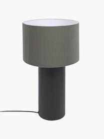 Lampada da tavolo grande Domicina, Paralume: lino, Base della lampada: metallo verniciato a polv, Grigio scuro, nero, Ø 30 x Alt. 50 cm