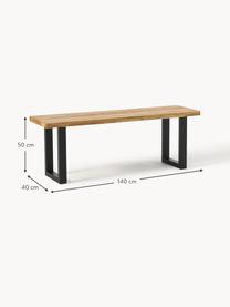 Sitzbank Oliver aus Eichenholz, verschiedene Grössen, Sitzfläche: Massives Eichenholz, geöl, Beine: Metall, pulverbeschichtet, Eichenholz, Schwarz, B 140 x T 40 cm