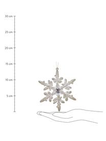 Décoration de sapin de Noël Snowflakes, 6 élém., Plastique, Couleur argentée, blanc, larg. 12 x haut. 14 cm