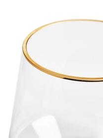 Vaso in vetro soffiato con bordo dorato Joyce, Vetro, Trasparente, Ø 16 x Alt. 16 cm