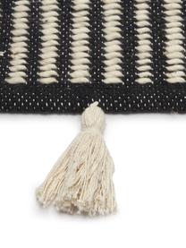 Alfombra corredor artesanal con flecos Rue, 50% lana, 50% algodón 

Las alfombras de lana se pueden aflojar durante las primeras semanas de uso, la pelusa se reduce con el uso diario., Beige, negro, An 80 x L 200 cm
