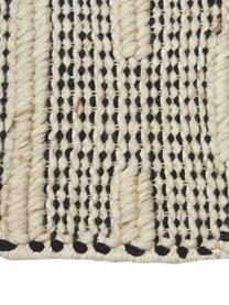 Alfombra corredor artesanal con flecos Rue, 50% lana, 50% algodón 

Las alfombras de lana se pueden aflojar durante las primeras semanas de uso, la pelusa se reduce con el uso diario., Beige, negro, An 80 x L 200 cm