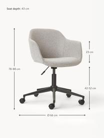 Sedia da scrivania imbottita con seduta stretta Fiji, Rivestimento: 100% poliestere Il rivest, Struttura: metallo verniciato a polv, Ruote: plastica Il materiale uti, Tessuto grigio chiaro, Larg. 66 x Prof. 66 cm